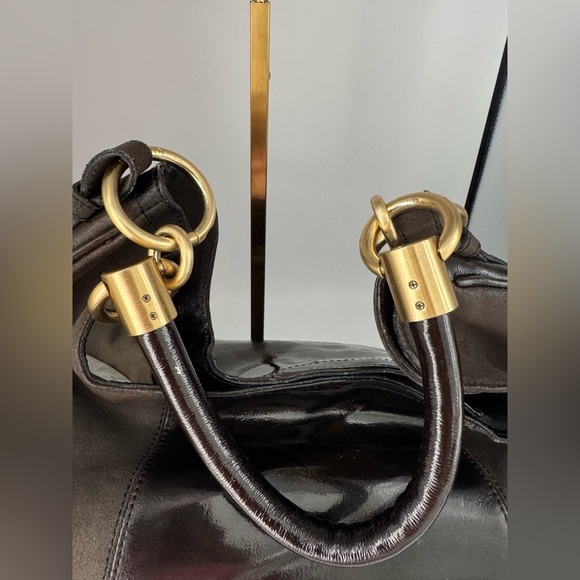 Brahmin Brown Suede Leather Hobo Shoulder Bag Gold Hardware - Picture 12 of 17